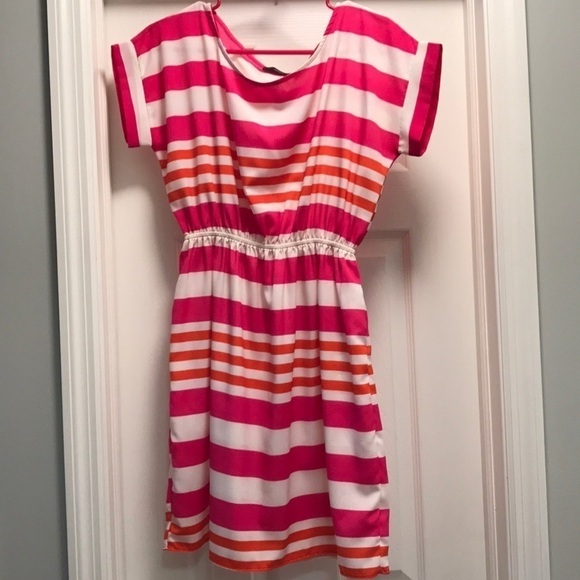 Soprano Pink and Orange Stripe Flowy Summer Dress - Picture 1 of 3